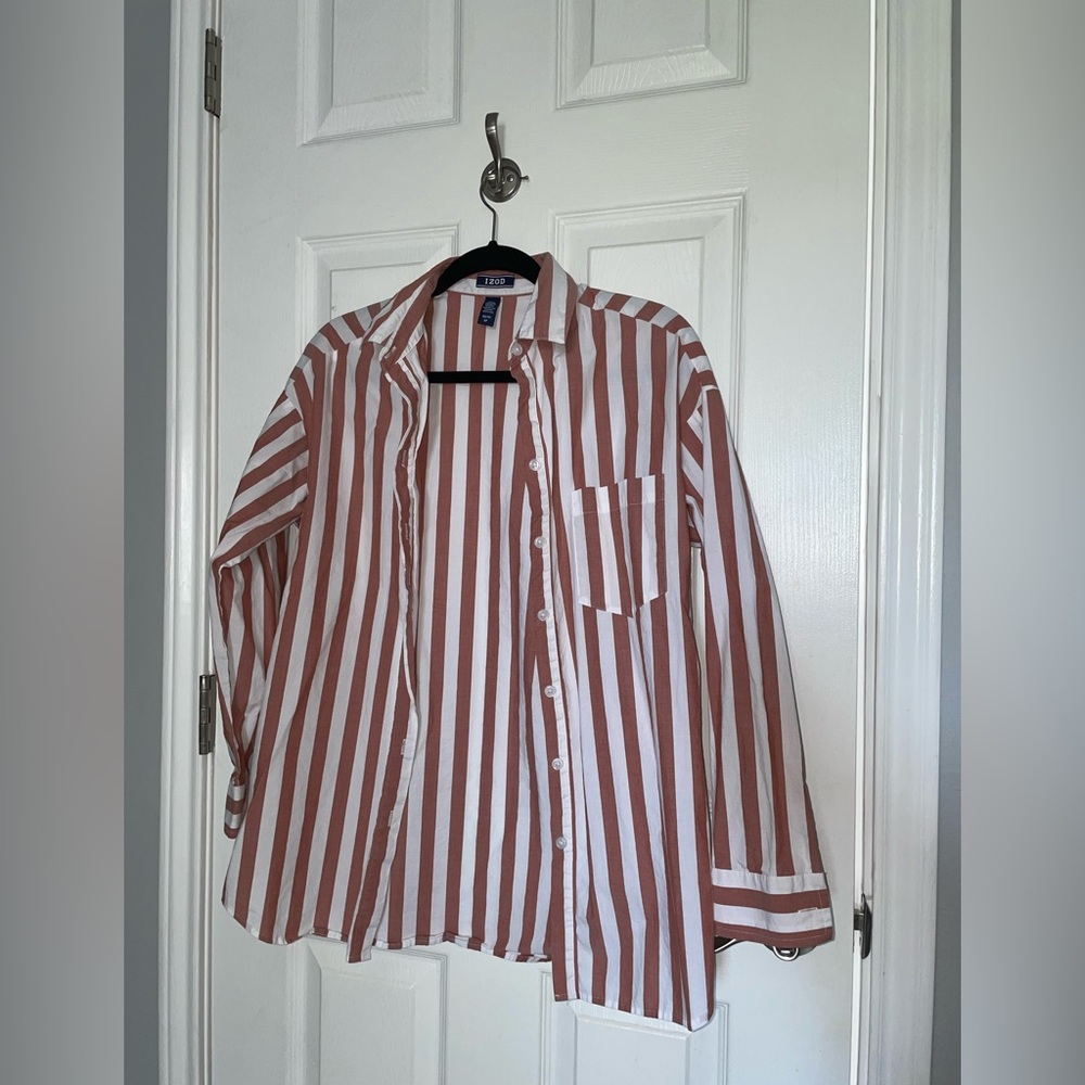 Stripped pink and white button down